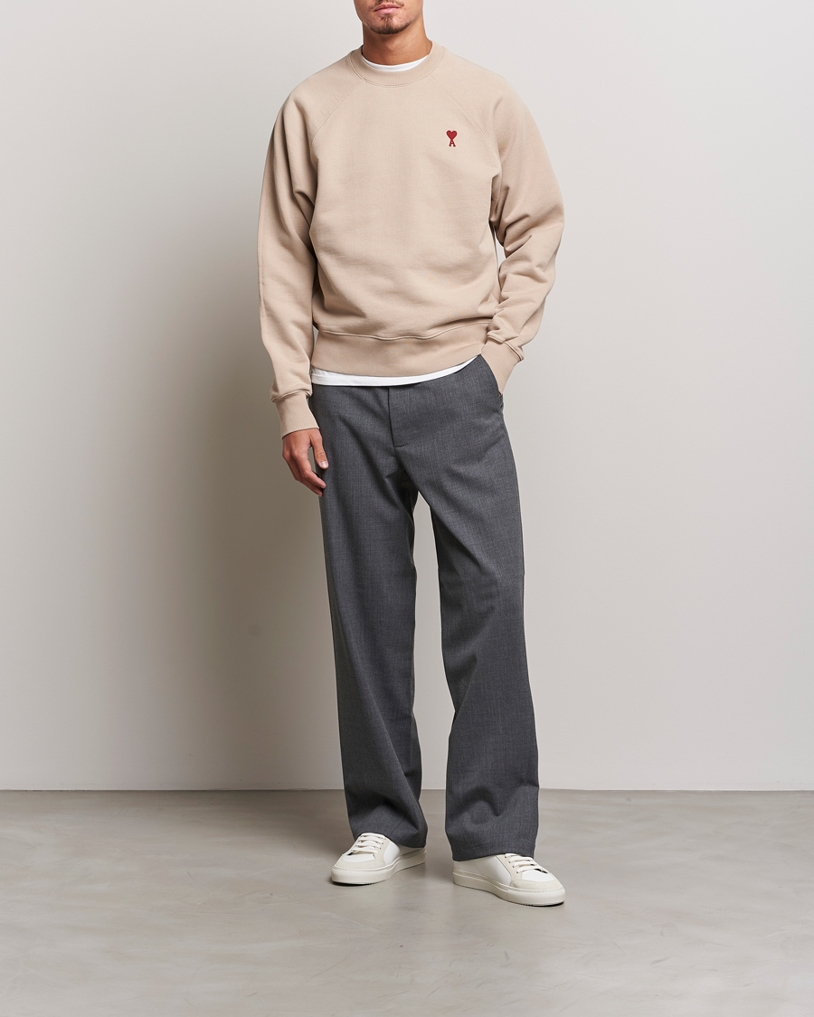 Men | Sweaters & Knitwear | AMI | Heart Logo Sweatshirt Beige