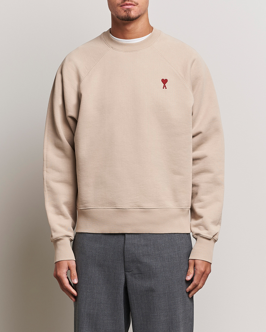 Men | Sweaters & Knitwear | AMI | Heart Logo Sweatshirt Beige