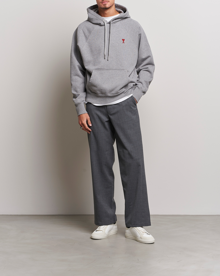 Men | Sweaters & Knitwear | AMI | Heart Logo Hoodie Heather Grey