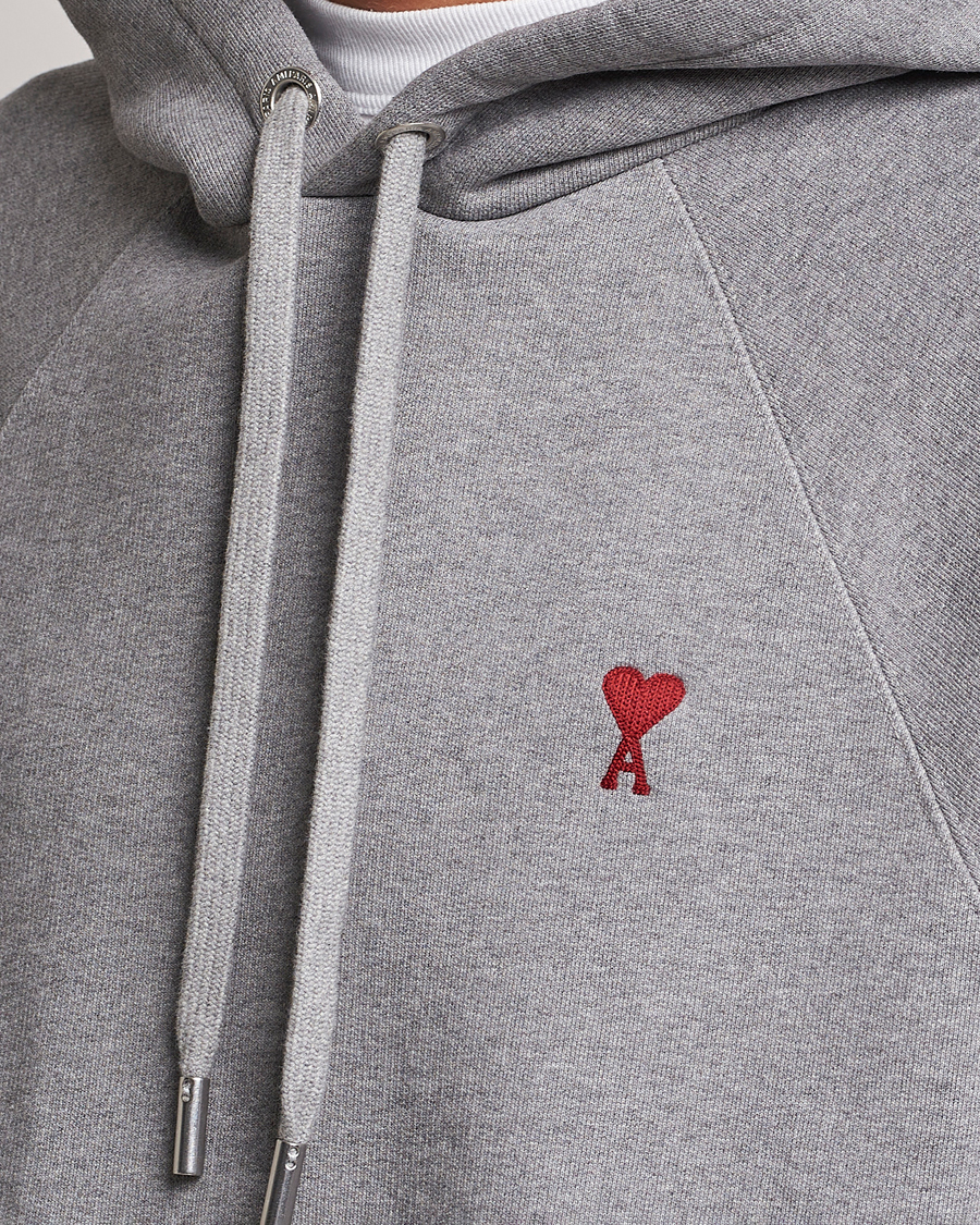Men | Sweaters & Knitwear | AMI | Heart Logo Hoodie Heather Grey