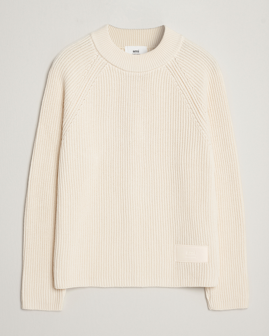 Men | Sweaters & Knitwear | AMI | Heavy Knitted Crew Neck Ivory