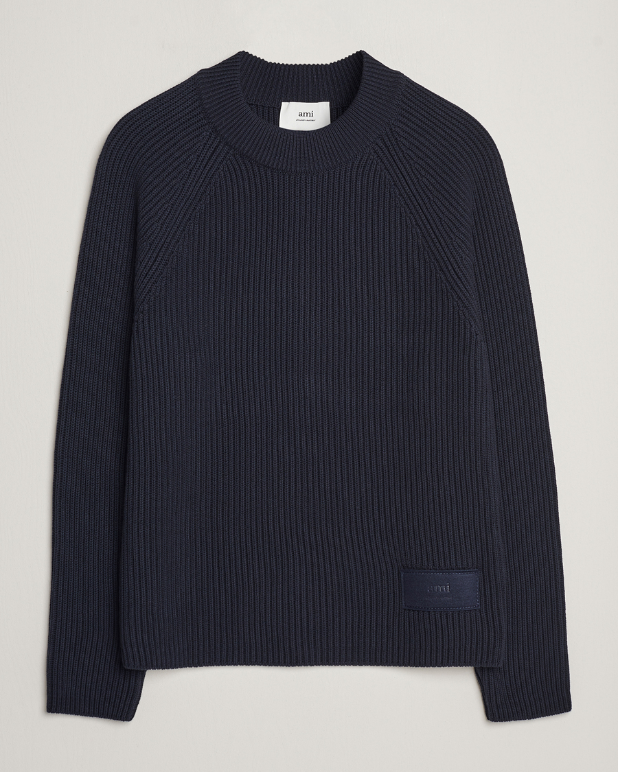 Men | Sweaters & Knitwear | AMI | Heavy Knitted Crew Neck Night Blue