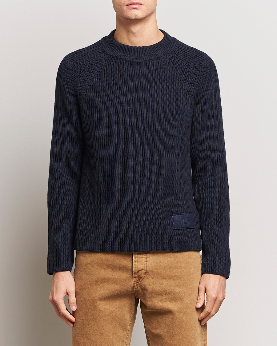 Men | Sweaters & Knitwear | AMI | Heavy Knitted Crew Neck Night Blue