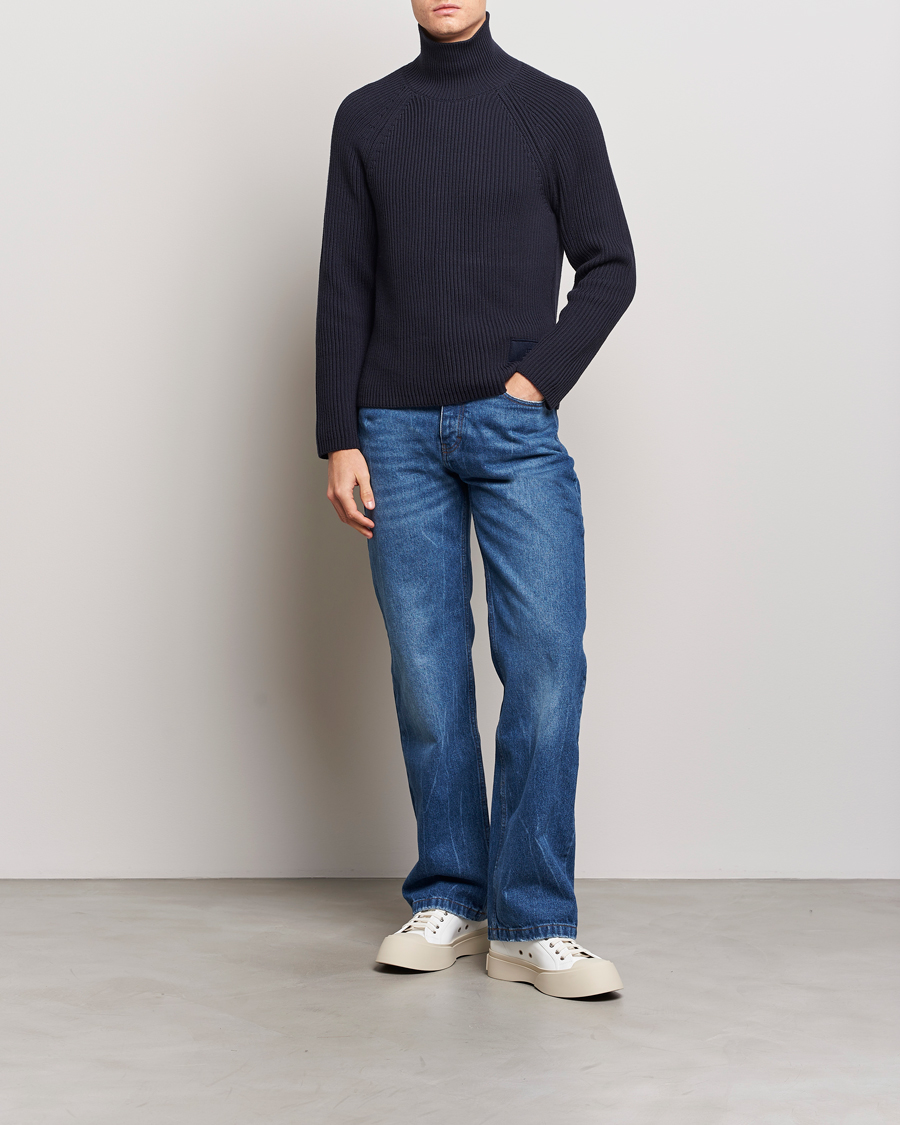 Men | Sweaters & Knitwear | AMI | Heavy Knitted Turtleneck Night Blue