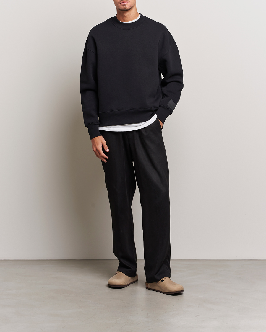 Men | Sweaters & Knitwear | AMI | Brushed Cotton Crew Neck Sweatshirt Black