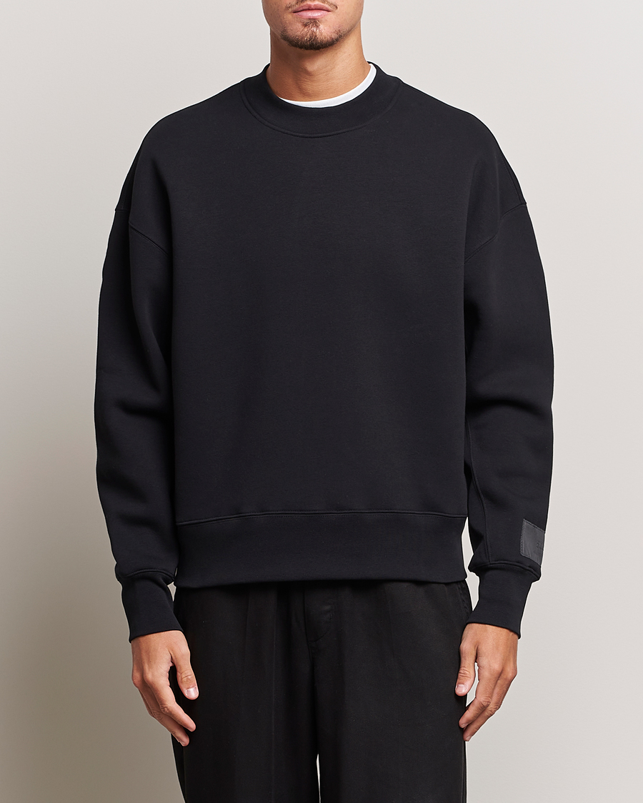 Men | Sweaters & Knitwear | AMI | Brushed Cotton Crew Neck Sweatshirt Black