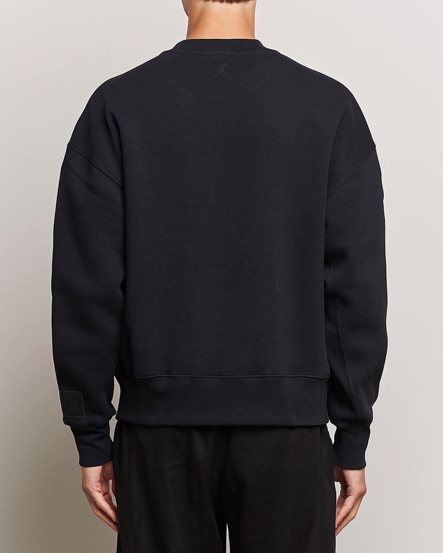 Men | Sweaters & Knitwear | AMI | Brushed Cotton Crew Neck Sweatshirt Black