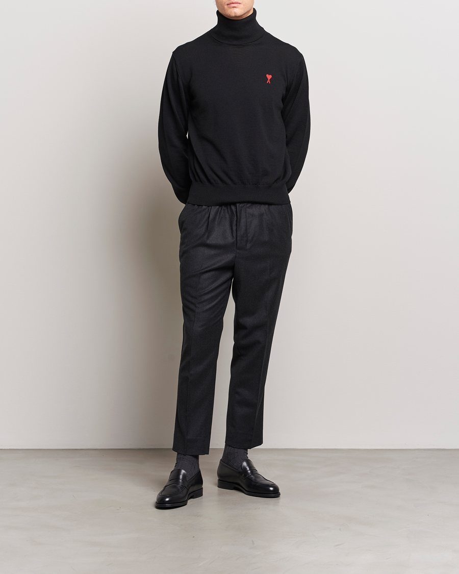 Men | Trousers | AMI | Flannel Drawstring Trousers Heather Grey