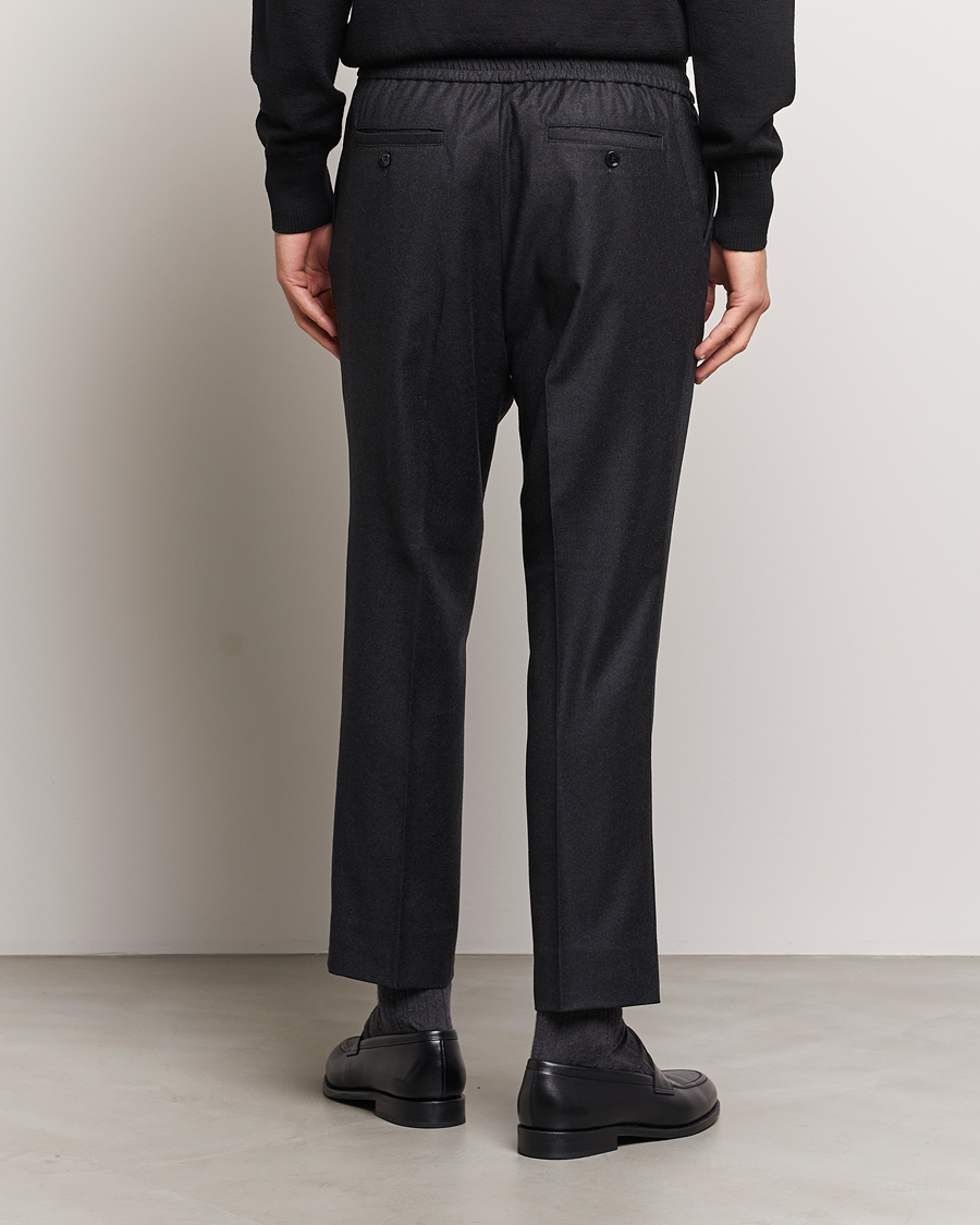 Men | Trousers | AMI | Flannel Drawstring Trousers Heather Grey