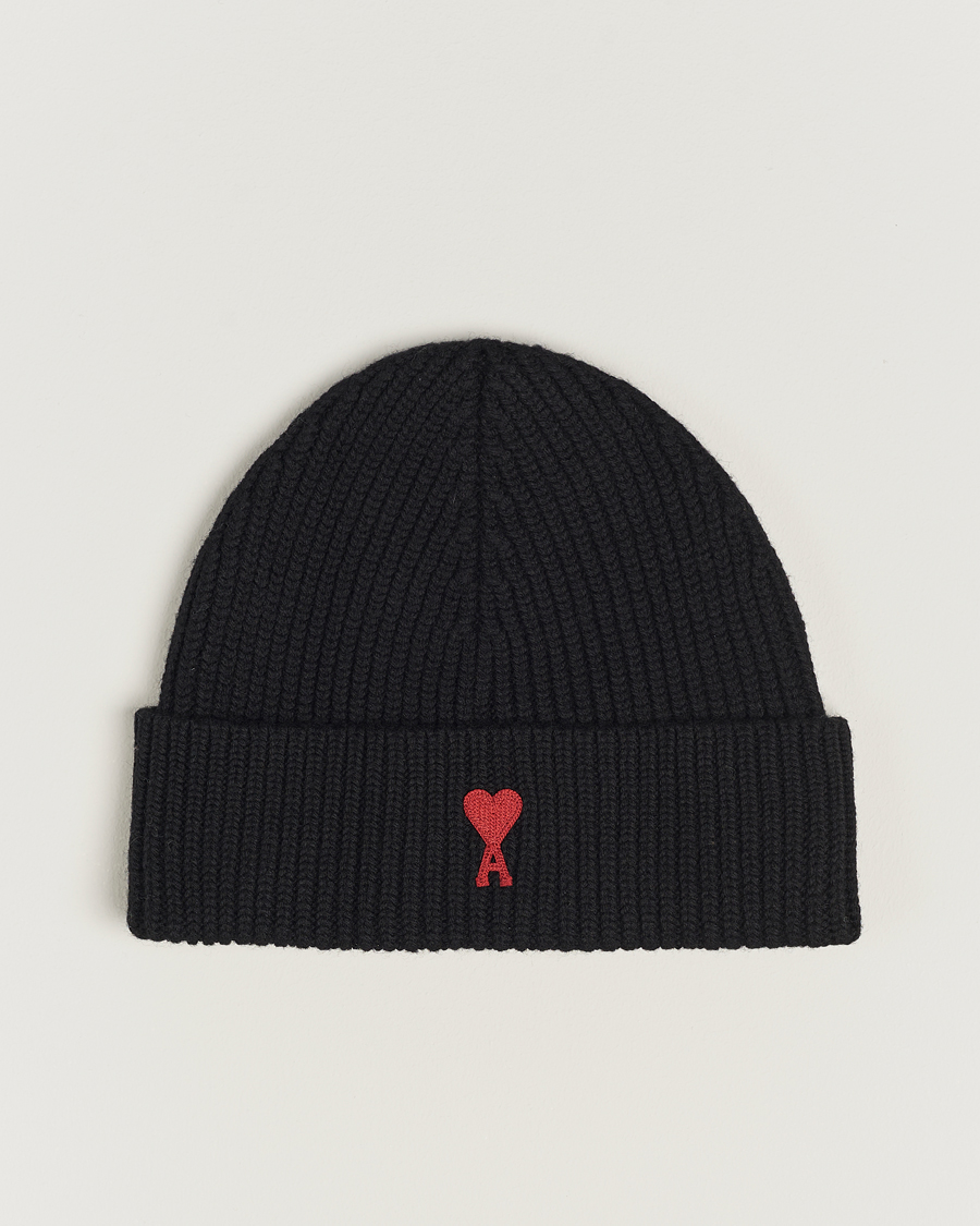 Men | AMI Heart Logo Beanie Black | AMI | Heart Logo Beanie Black