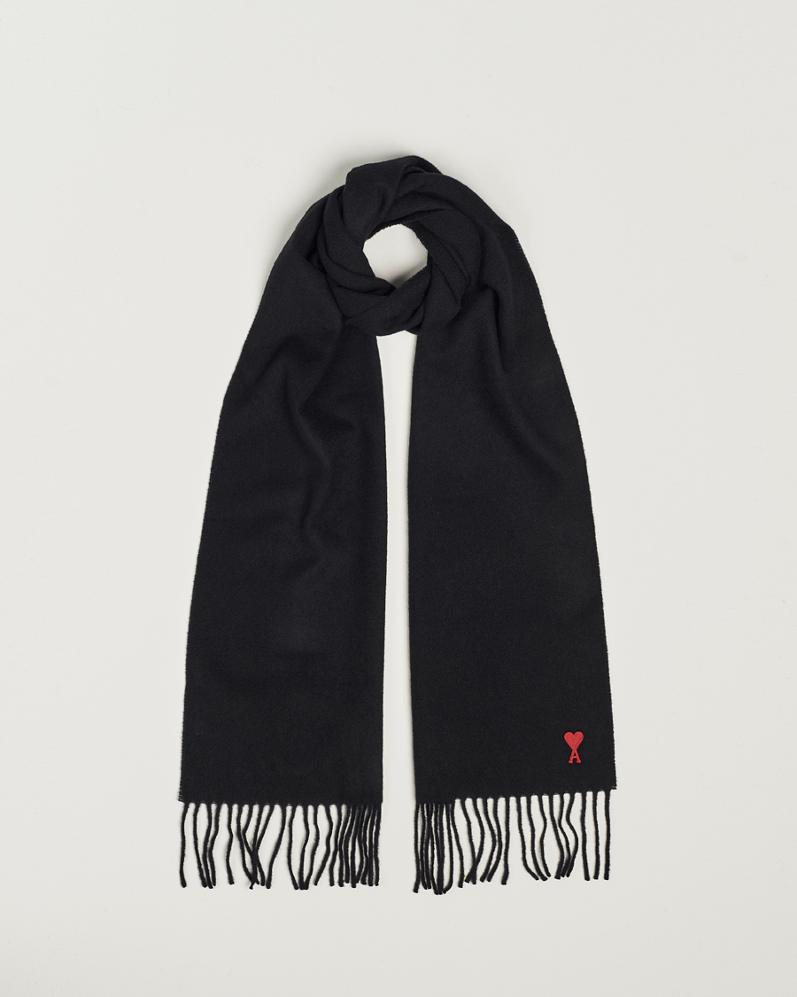 Men | AMI Heart Logo Scarf Black | AMI | Heart Logo Scarf Black