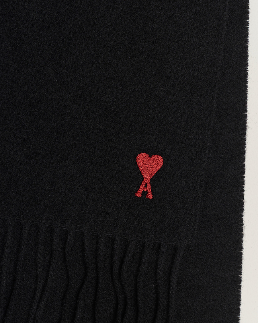 Men | AMI Heart Logo Scarf Black | AMI | Heart Logo Scarf Black