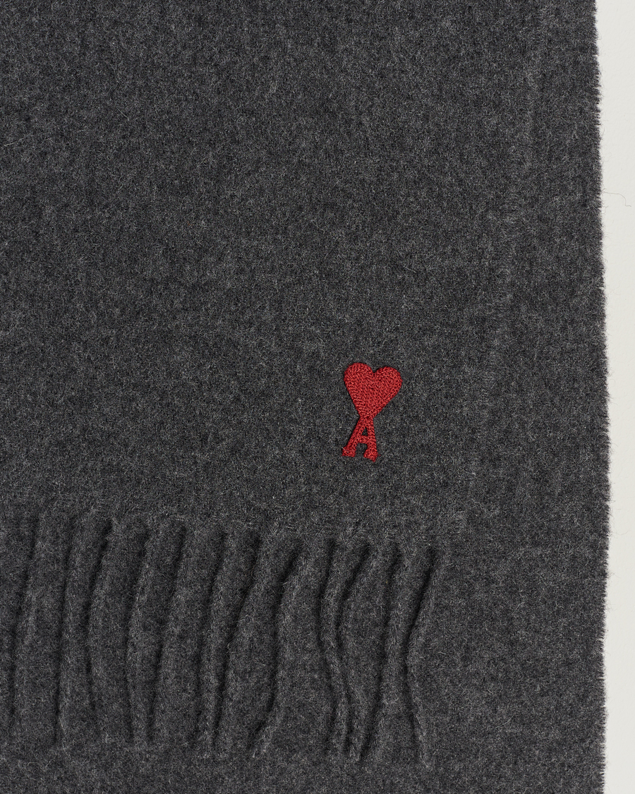 Men | AMI Heart Logo Scarf Dark Grey | AMI | Heart Logo Scarf Dark Grey