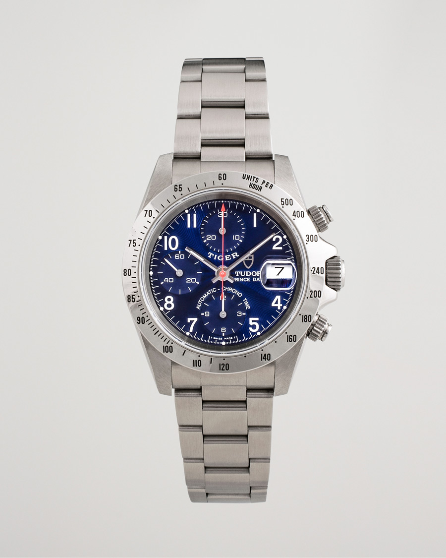 Men | Tudor Pre-Owned Tiger Prince Date Chronograph 72980 Steel Blue | Tudor Pre-Owned | Tiger Prince Date Chronograph 72980 Steel Blue