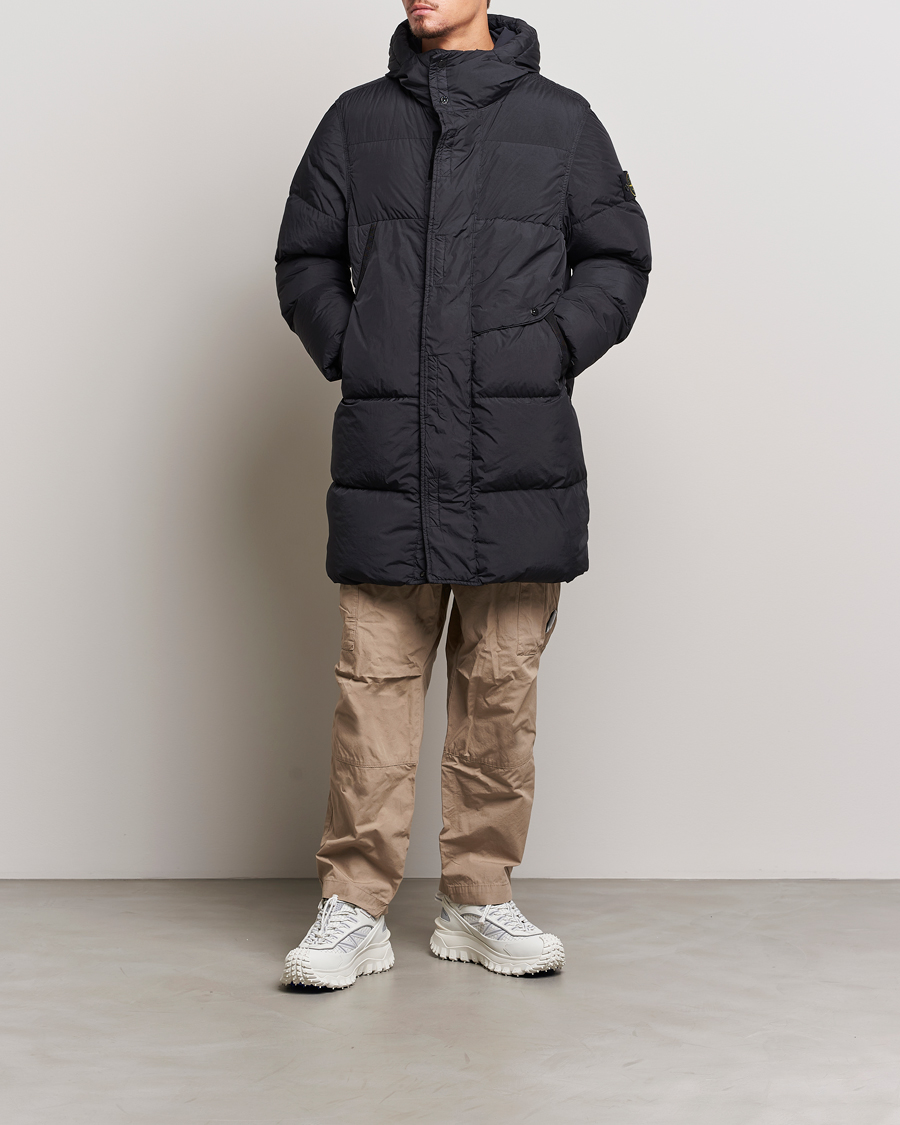 Men | Coats & Jackets | Stone Island | Garment Dyed  Recycled Nylon Long Down Jacket Black