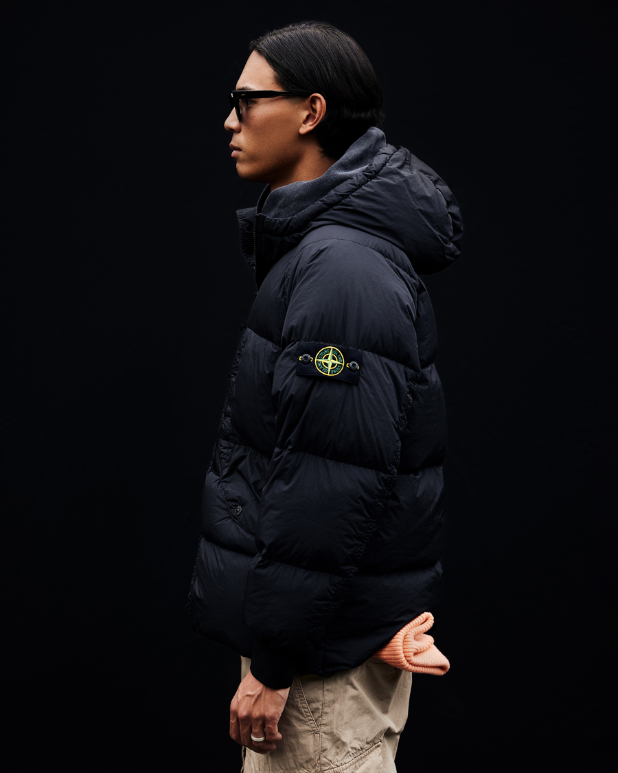 Men | Coats & Jackets | Stone Island | Garment Dyed  Recycled Nylon Long Down Jacket Black