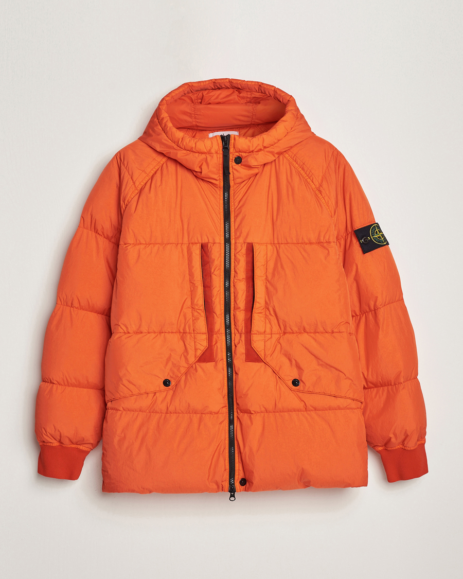 Men | Coats & Jackets | Stone Island | Garment Dyed Recycled Nylon Down Jacket Orange Red