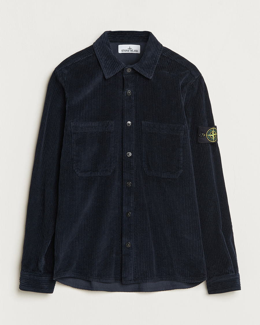 Men | Shirts | Stone Island | Garment Dyed Corduroy Overshirt Navy Blue