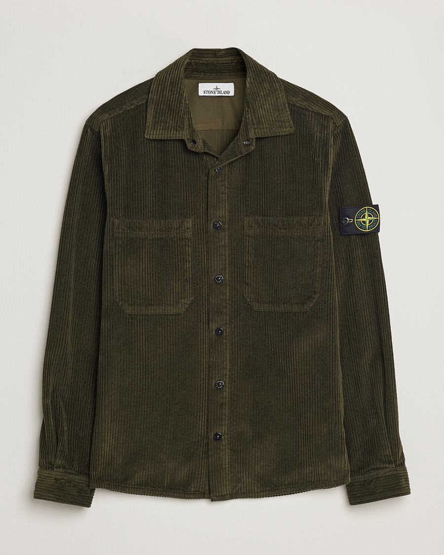 Men | Shirts | Stone Island | Garment Dyed Corduroy Overshirt Olive