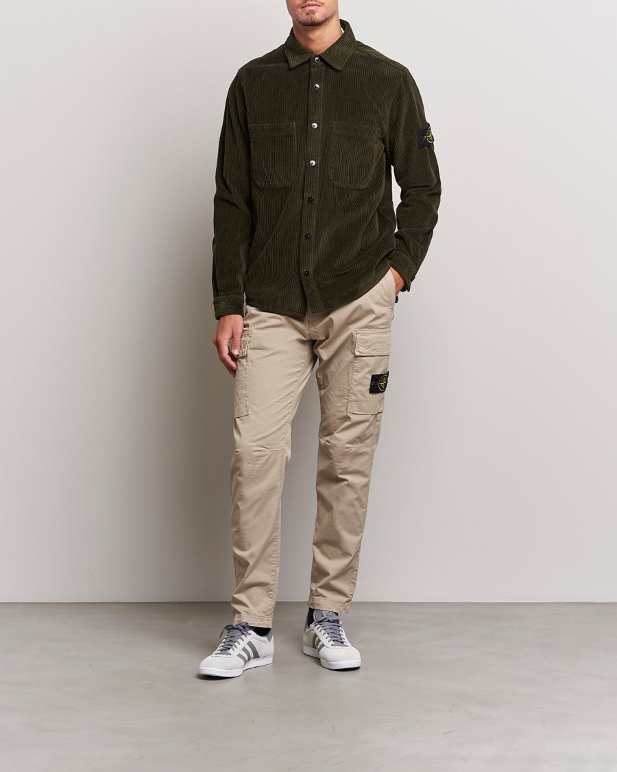 Men | Shirts | Stone Island | Garment Dyed Corduroy Overshirt Olive