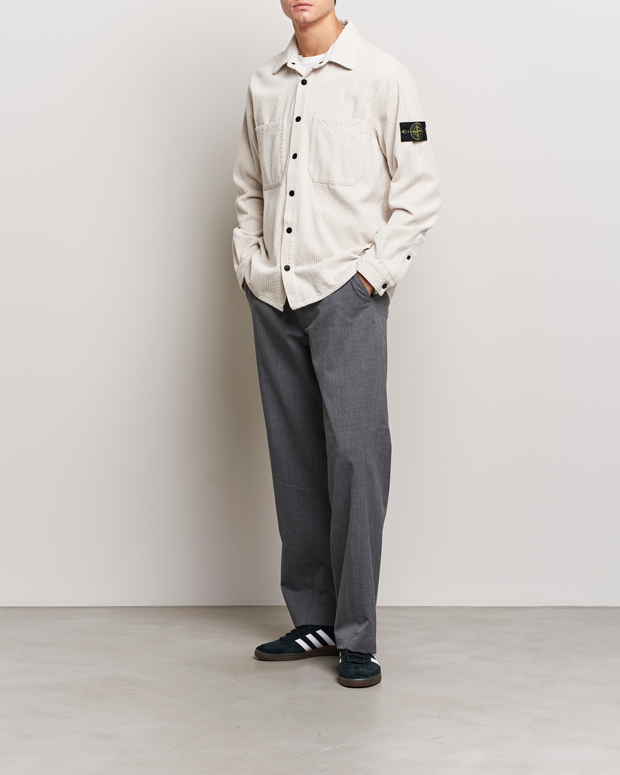 Men | Shirts | Stone Island | Garment Dyed Corduroy Overshirt Plaster