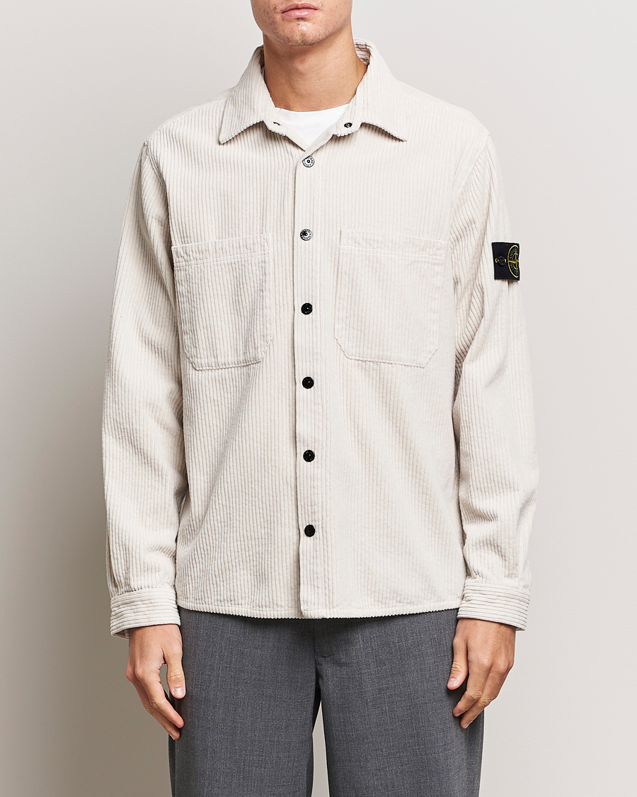 Men | Shirts | Stone Island | Garment Dyed Corduroy Overshirt Plaster
