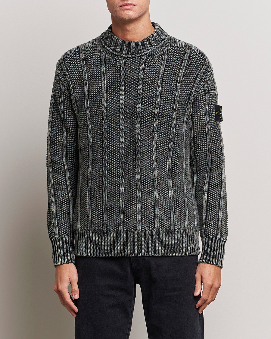 Men | Knitted Jumpers | Stone Island | Knitted Wool Crewneck Black