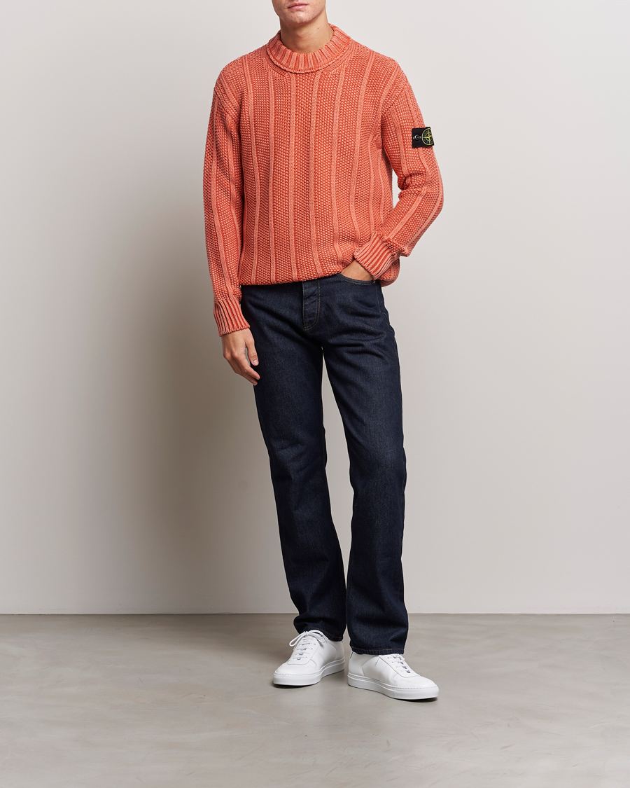 Men | Sweaters & Knitwear | Stone Island | Knitted Wool Crewneck Orange Red