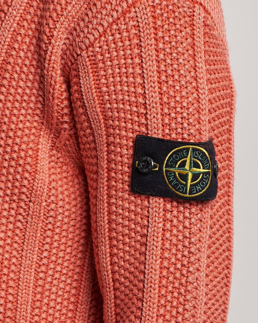 Men | Sweaters & Knitwear | Stone Island | Knitted Wool Crewneck Orange Red