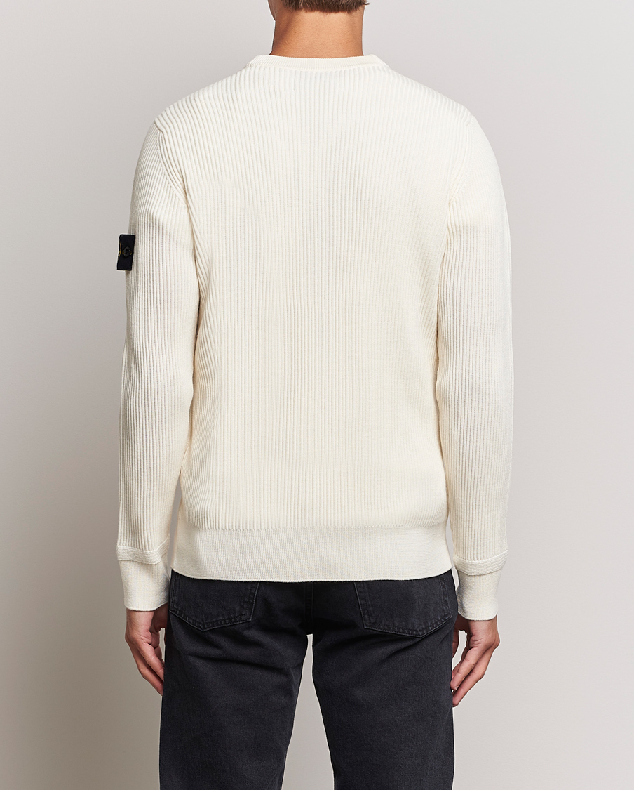 Men | Sweaters & Knitwear | Stone Island | Rib Knitted Wool Sweater Natural
