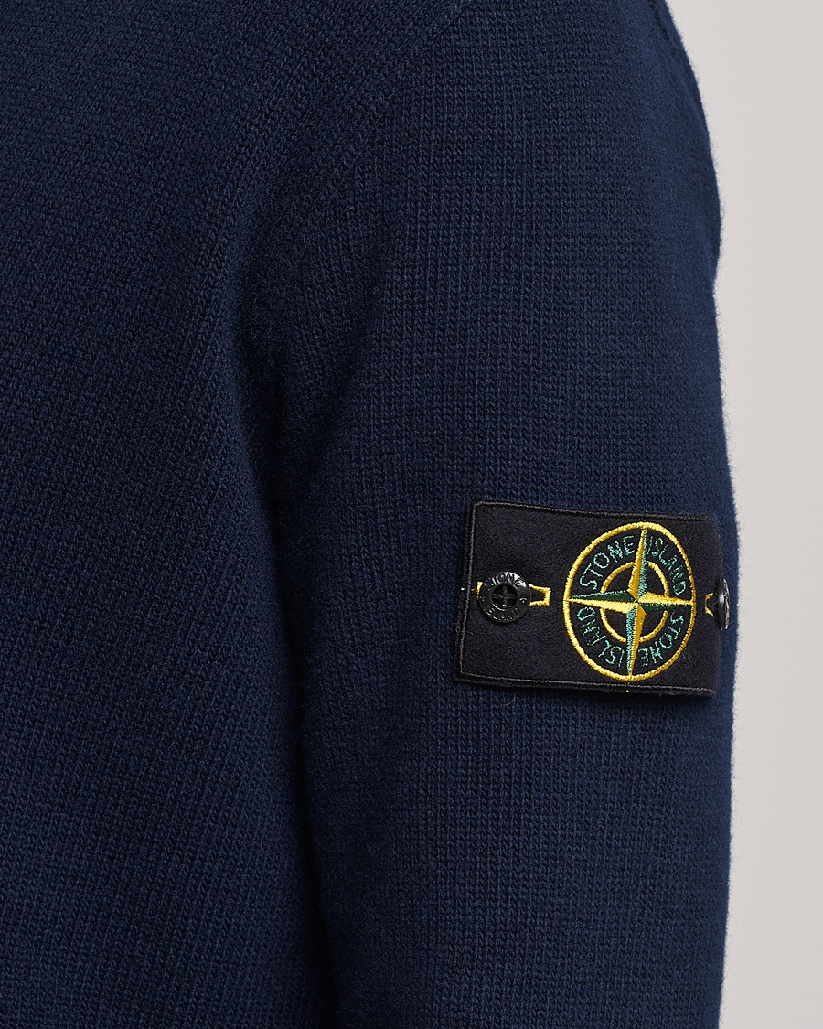 Men | Sweaters & Knitwear | Stone Island | Knitted Geelong Wool Cardigan Navy Blue