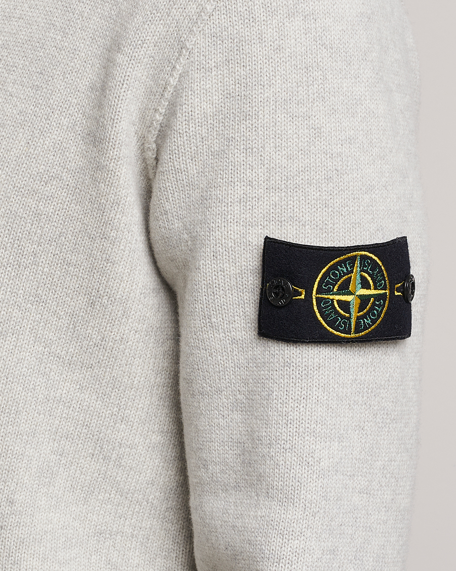 Men | Sweaters & Knitwear | Stone Island | Knitted Geelong Wool Cardigan Pearl Grey