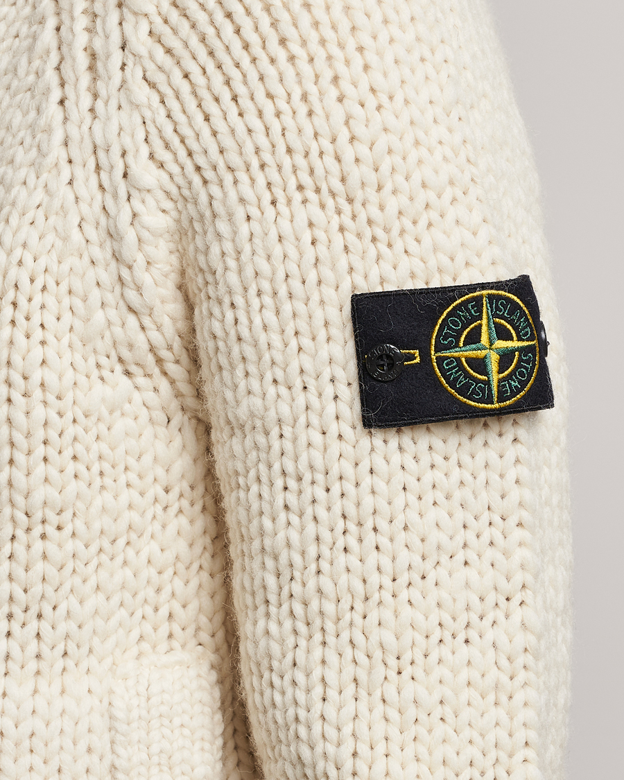 Stone Island Pure Wool Handmade effect Zip Cardigan Plaster at