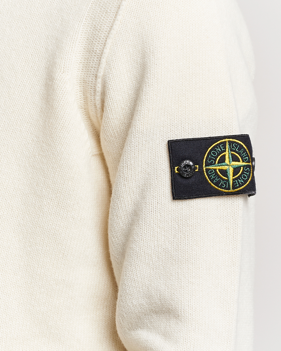 Men | Sweaters & Knitwear | Stone Island | Knitted Lambwool Half Button Zip Natural