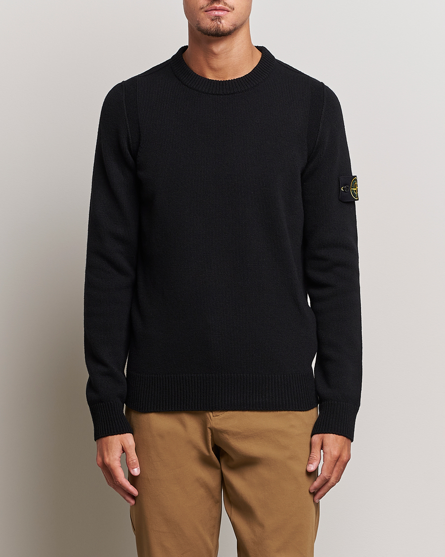 Men | Stone Island | Stone Island | Knitted Lambwool Sweater Black