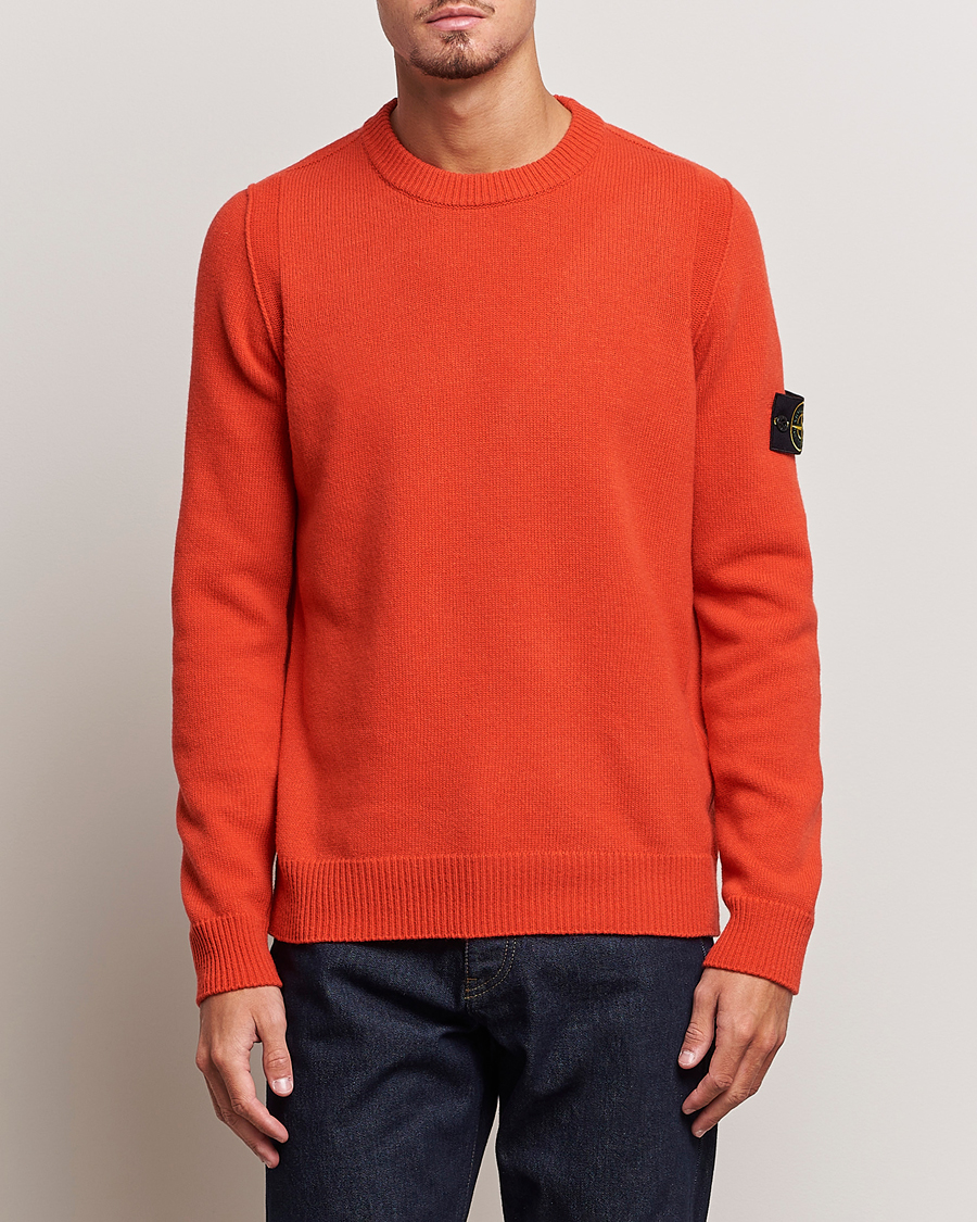 Men | Stone Island | Stone Island | Knitted Lambwool Sweater Orange Red