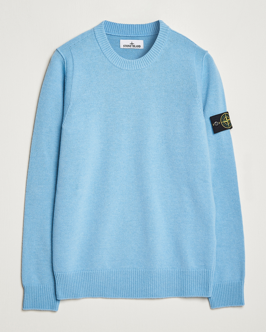Men | Sweaters & Knitwear | Stone Island | Knitted Lambwool Sweater Sky Blue
