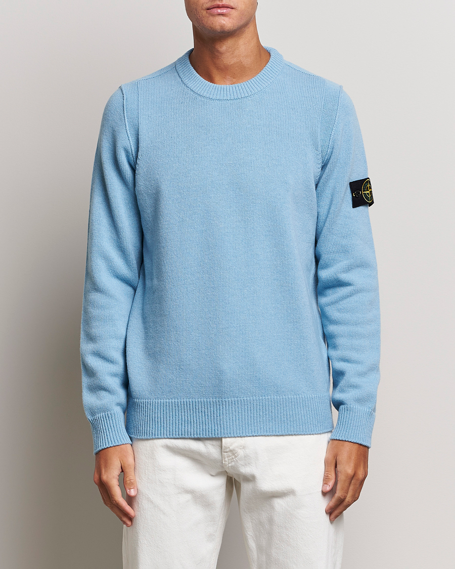 Men | Sweaters & Knitwear | Stone Island | Knitted Lambwool Sweater Sky Blue