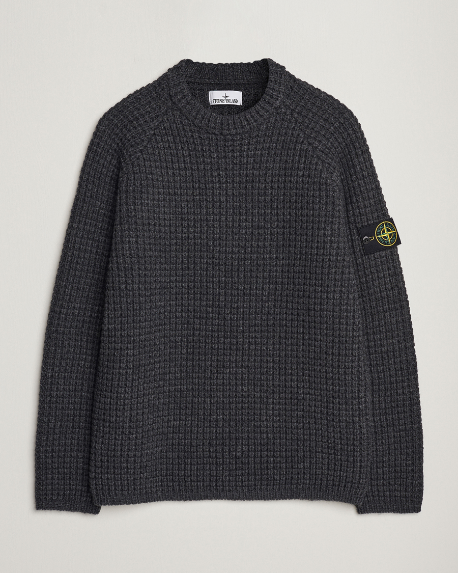 Men | Sweaters & Knitwear | Stone Island | Structured Knitted Pure Wool Sweater Melange Charcoal