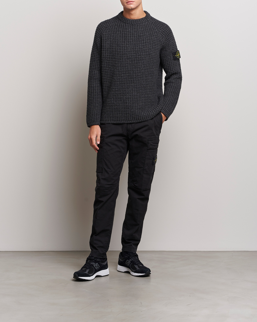 Men | Sweaters & Knitwear | Stone Island | Structured Knitted Pure Wool Sweater Melange Charcoal