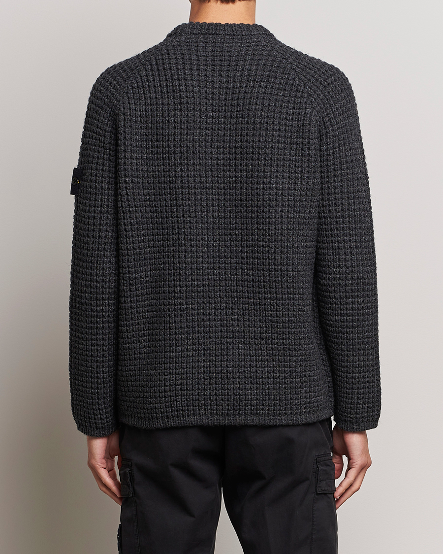 Men | Sweaters & Knitwear | Stone Island | Structured Knitted Pure Wool Sweater Melange Charcoal