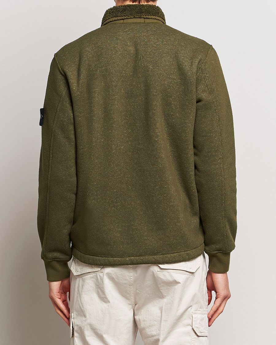 Men | Sweaters & Knitwear | Stone Island | Garment Dyed Terry Fleece Full Zip Olive