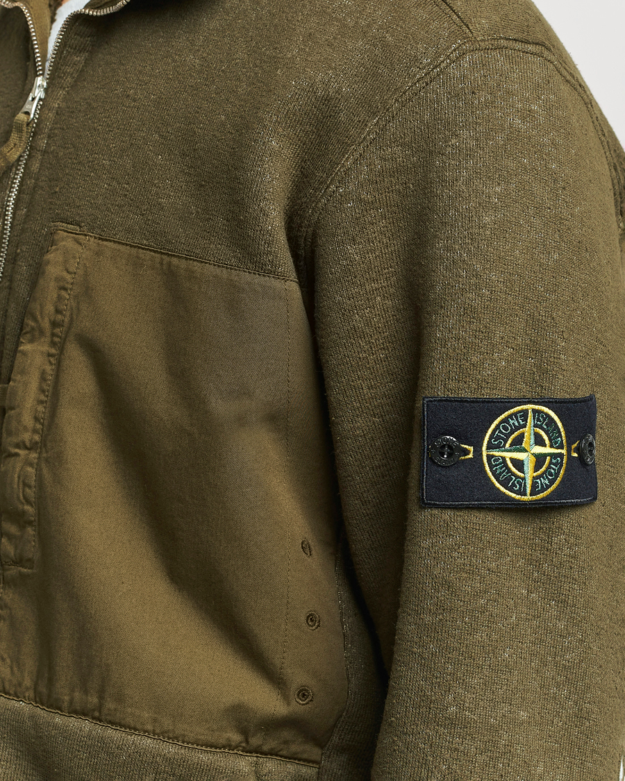 Men | Sweaters & Knitwear | Stone Island | Garment Dyed Terry Fleece Full Zip Olive