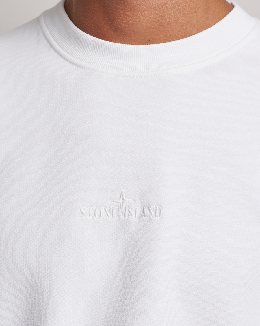 Men | Sweaters & Knitwear | Stone Island | Garment Dyed Fleece Logo Sweatshirt White