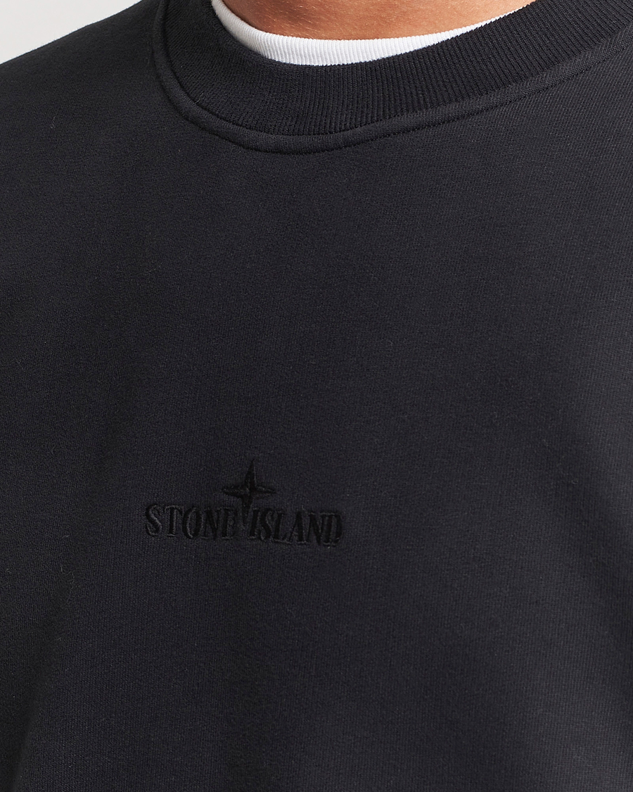 Men | Sweaters & Knitwear | Stone Island | Garment Dyed Fleece Logo Sweatshirt Black