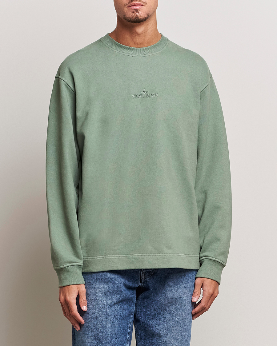 Men | Stone Island | Stone Island | Garment Dyed Fleece Logo Sweatshirt Sage
