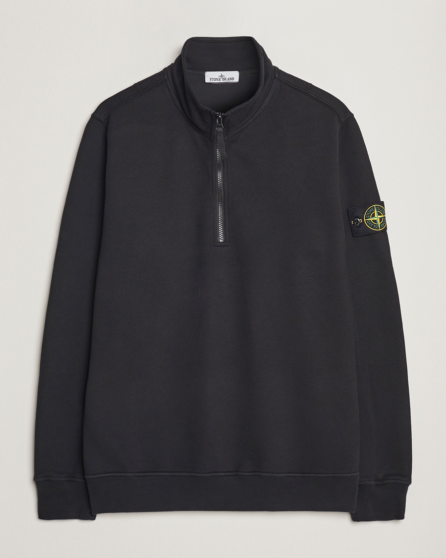 Men | Sweaters & Knitwear | Stone Island | Garment Dyed Fleece Half Zip Black