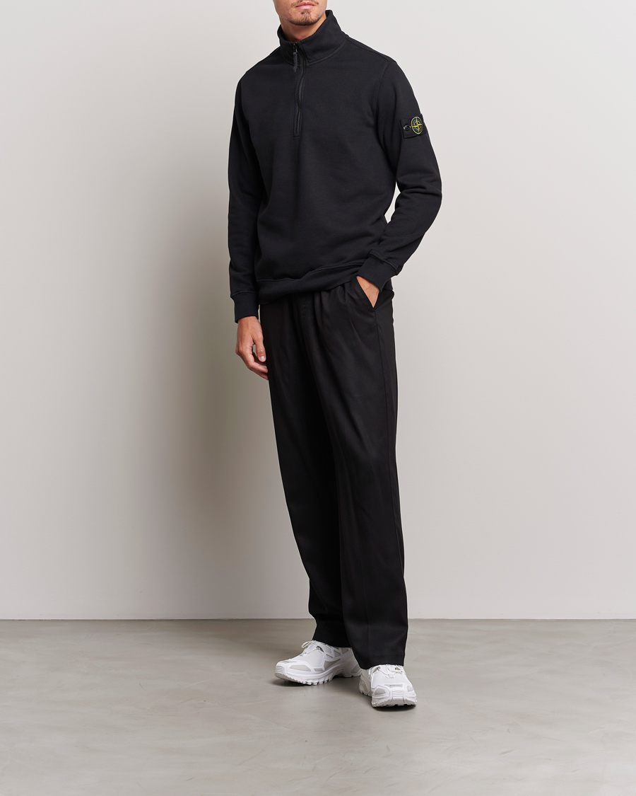 Men | Sweaters & Knitwear | Stone Island | Garment Dyed Fleece Half Zip Black