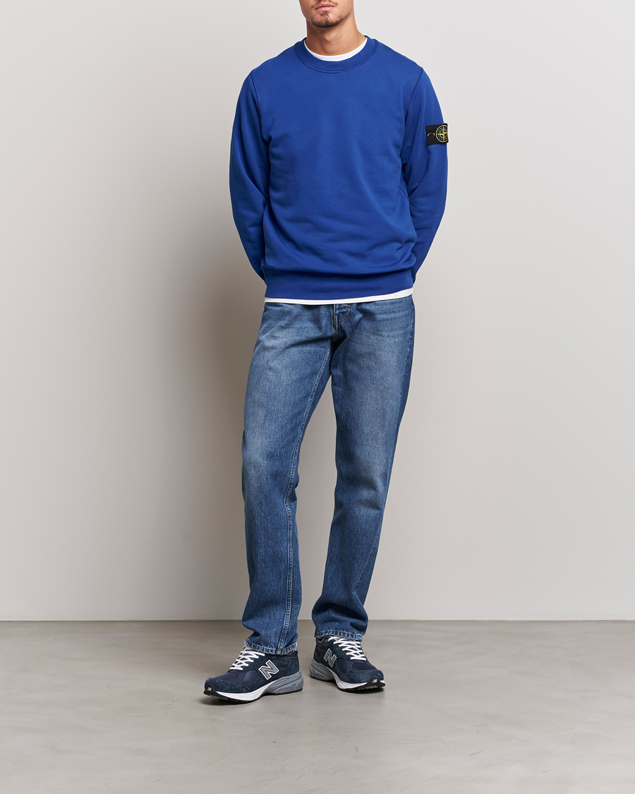 Men | Sweaters & Knitwear | Stone Island | Garment Dyed Fleece Sweatshirt Bright Blue