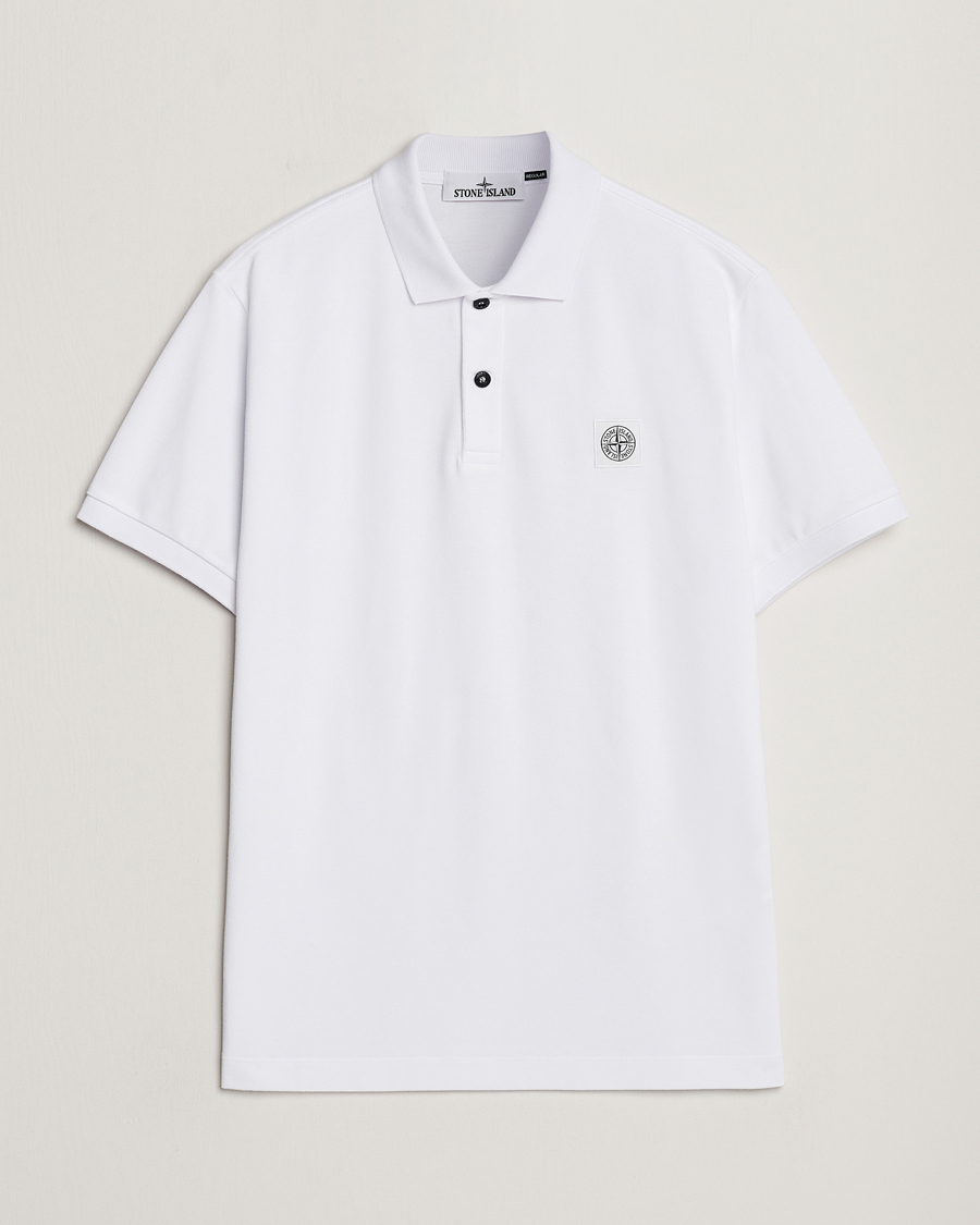 Men | Short Sleeve Polo Shirts | Stone Island | Cotton Pique Polo White